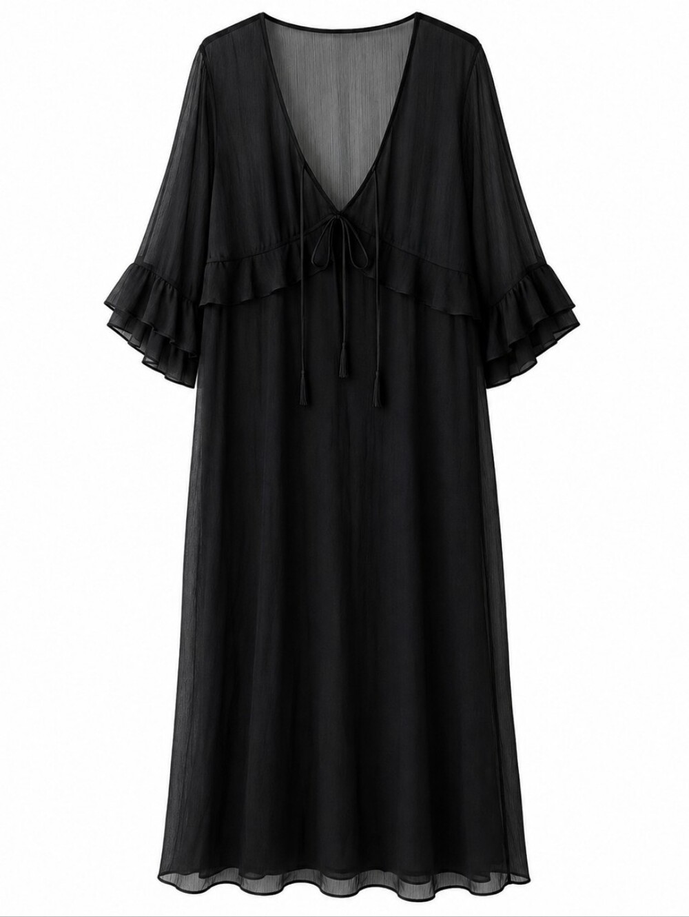 Black maxi dress with ruffle sleeves Size 12  #party
